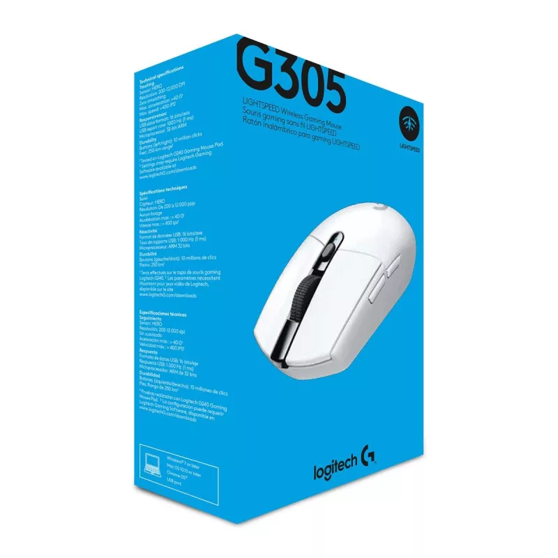 LOGIOTECH G305 Lightspeed belaidė žaidimų pelė balta