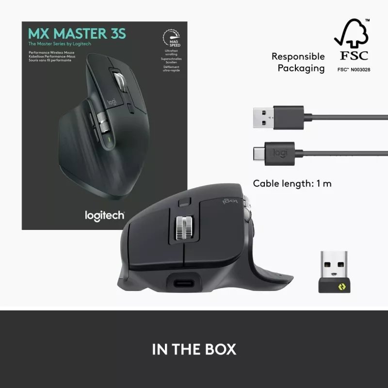 LOGITECH MX Master 3S – Belaidė pelė – Grafito spalva