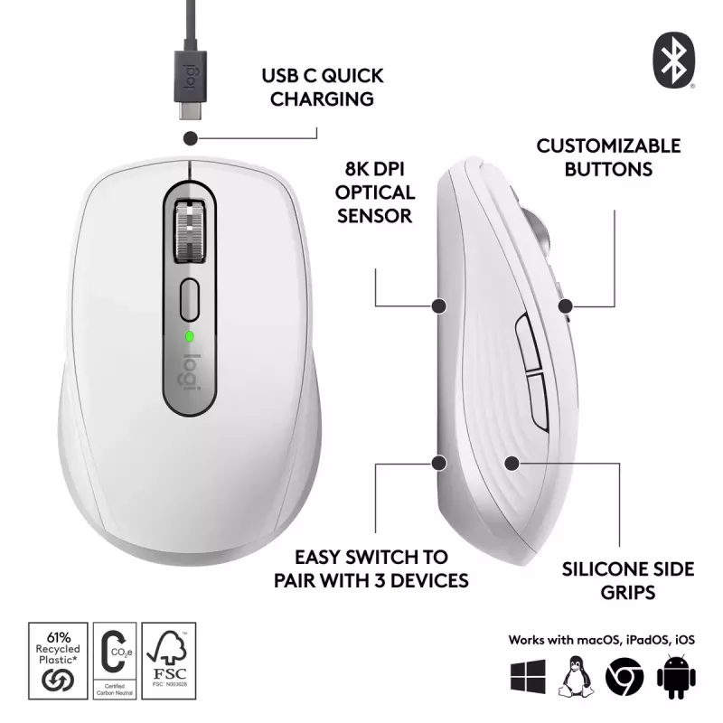 Pelė Logitech MX Anywhere 3S RF belaidė + Bluetooth