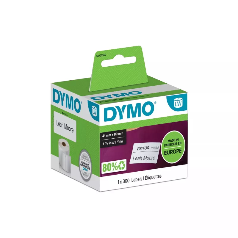 DYMO LabelWriter vardinių ženklelių etiketės S0722560 | 41 mm x 89 mm | 300 vnt. rulone