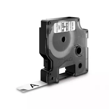 DYMO D1 Durable juosta juodas tekstas baltame fone 12mm