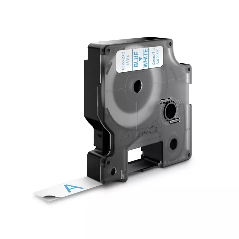 DYMO Authentic D1 etiketės | Mėlynas šriftas ant baltos juostos | 12 mm x 7 m | Lipnios etiketės LabelManager ir MobileLabeler žymekliams | Pagaminta Europoje