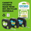 DYMO LetraTag popierinės etiketės | Autentiškos | 12 mm x 4 m ritinys | Juodas spaudinys ant balto | Lipnios įvairios paskirties etiketės, skirtos LetraTag etikečių spausdintuvams | Pagaminta Europoje