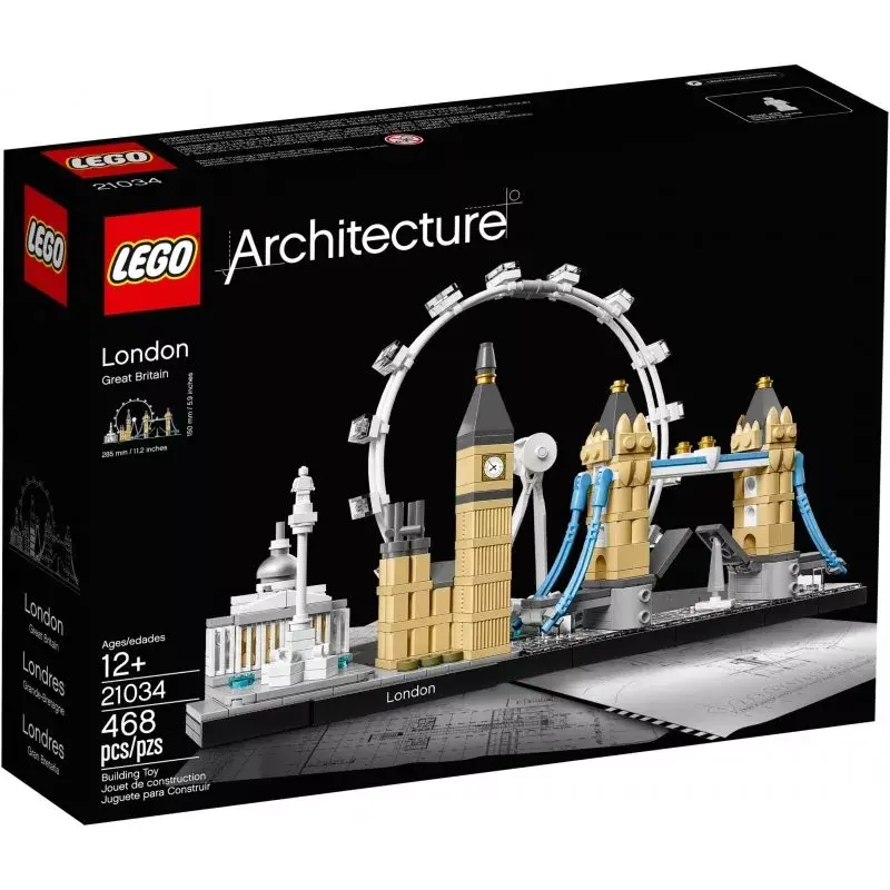 LEGO Architecture London 21034 statybinis rinkinys – 468 dalys, miesto orientyrų modelis