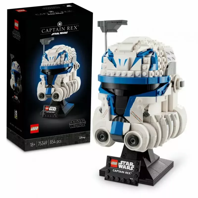 Pastatomas demonstracinis šalmas LEGO Star Wars kapitonas Reksas 75349 – 854 detalės, suaugusiųjų kolekcinis (18+)