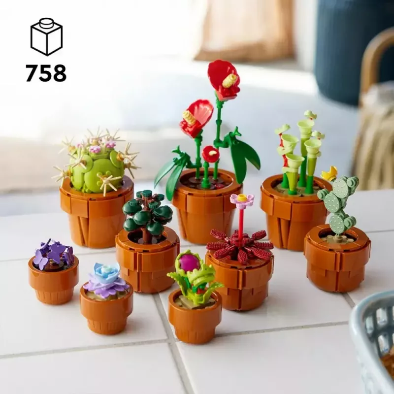LEGO Icons Mini Plants rinkinys 10329 – 9 mažų augalų modelių, 758 dalių, nuo 18 metų