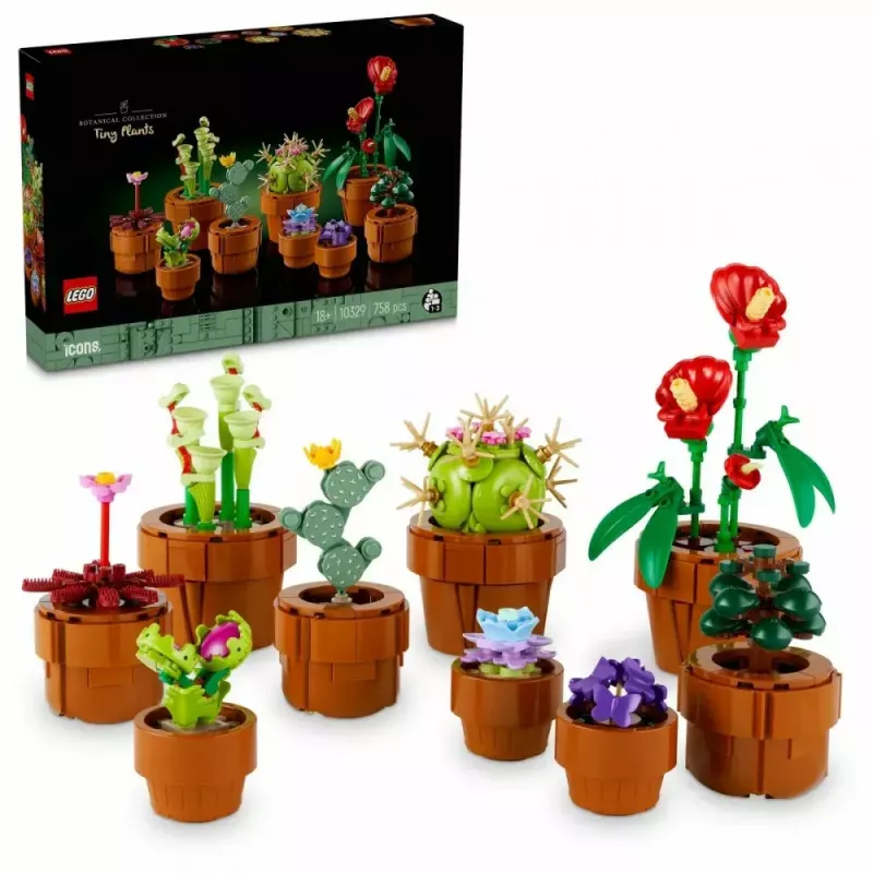 LEGO Icons Mini Plants rinkinys 10329 – 9 mažų augalų modelių, 758 dalių, nuo 18 metų