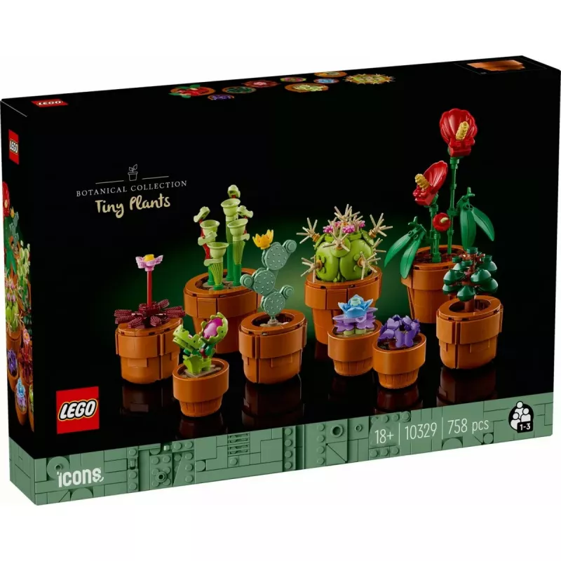 LEGO Icons Mini Plants rinkinys 10329 – 9 mažų augalų modelių, 758 dalių, nuo 18 metų