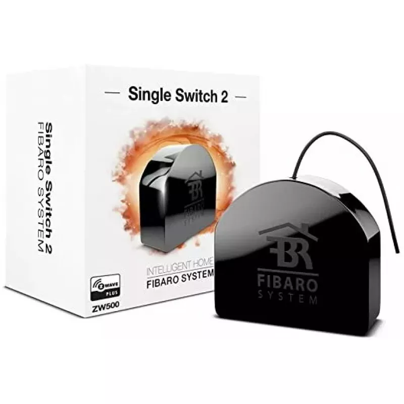 Relės modulis Fibaro FGS-224 2 kanalų Z-Wave Plus, 100–240V AC, 9.5A, juodas