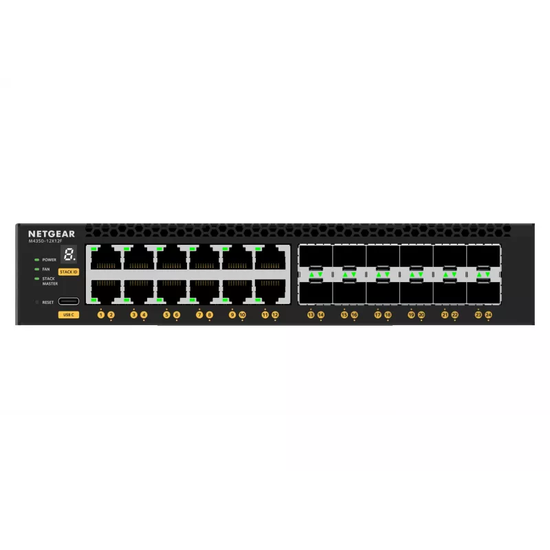 NETGEAR M4350-12X12F valdomas L3 10G Ethernet (100/1000/10000) 1U juodas