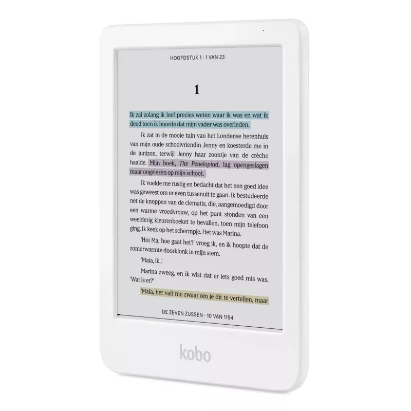 E. knygų skaitytuvas Kobo Clara Colour N367 – 6 colių E Ink Kaleido jutiklinis ekranas, 16 GB, Wi‑Fi, Bluetooth, baltas