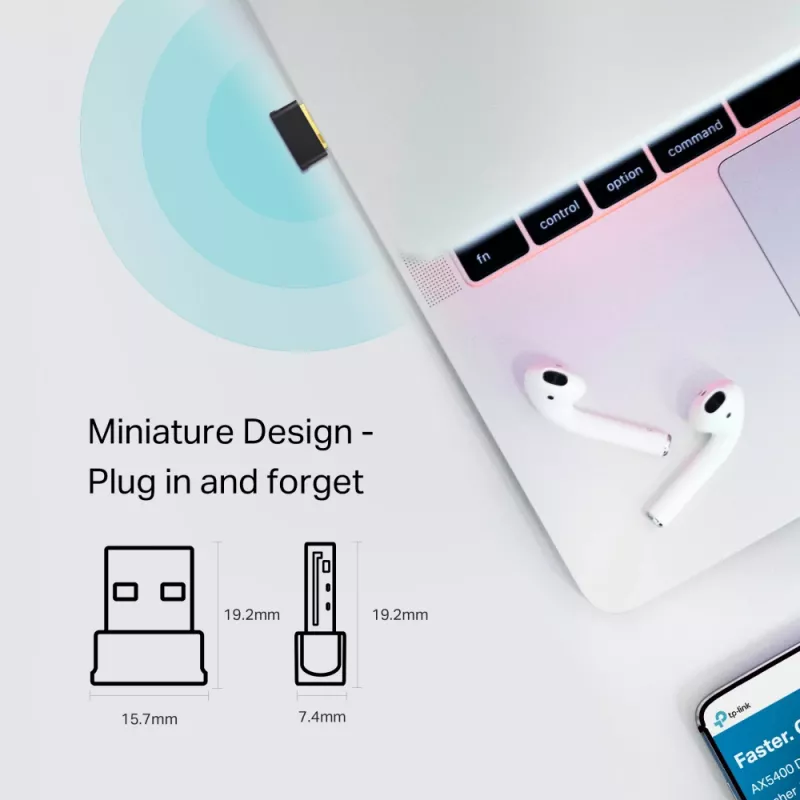 TP-Link Archer T2UB Nano belaidis USB adapteris AC600 dviejų juostų Wi-Fi ir Bluetooth 4.2