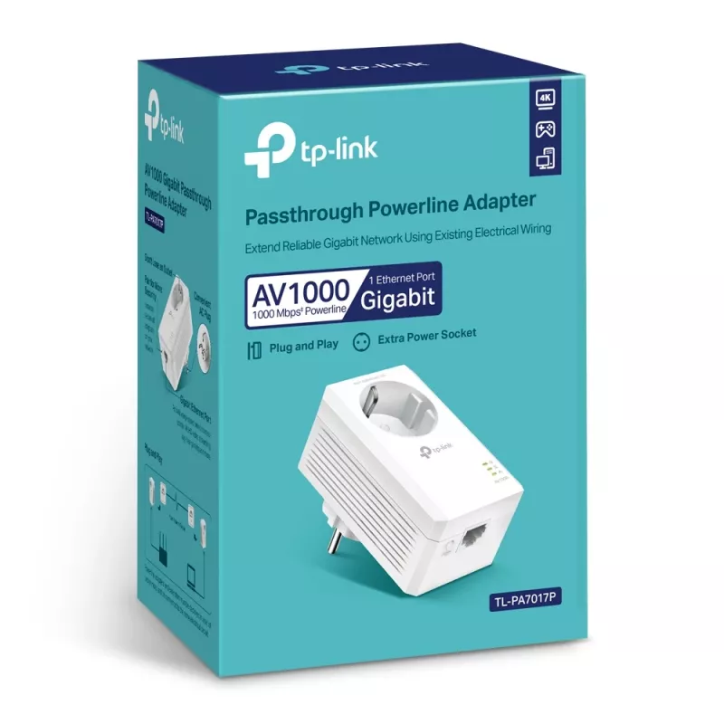 TP-Link TL-PA7017P PowerLine tinklo adapteris 1000 Mbit/s Ethernet LAN Baltas 1 vnt.