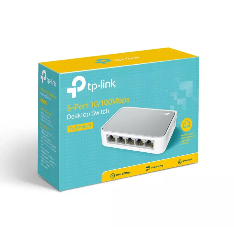 TP-Link TL-SF1005D 5 prievadų Fast Ethernet nesujungiamas tinklo jungiklis baltas