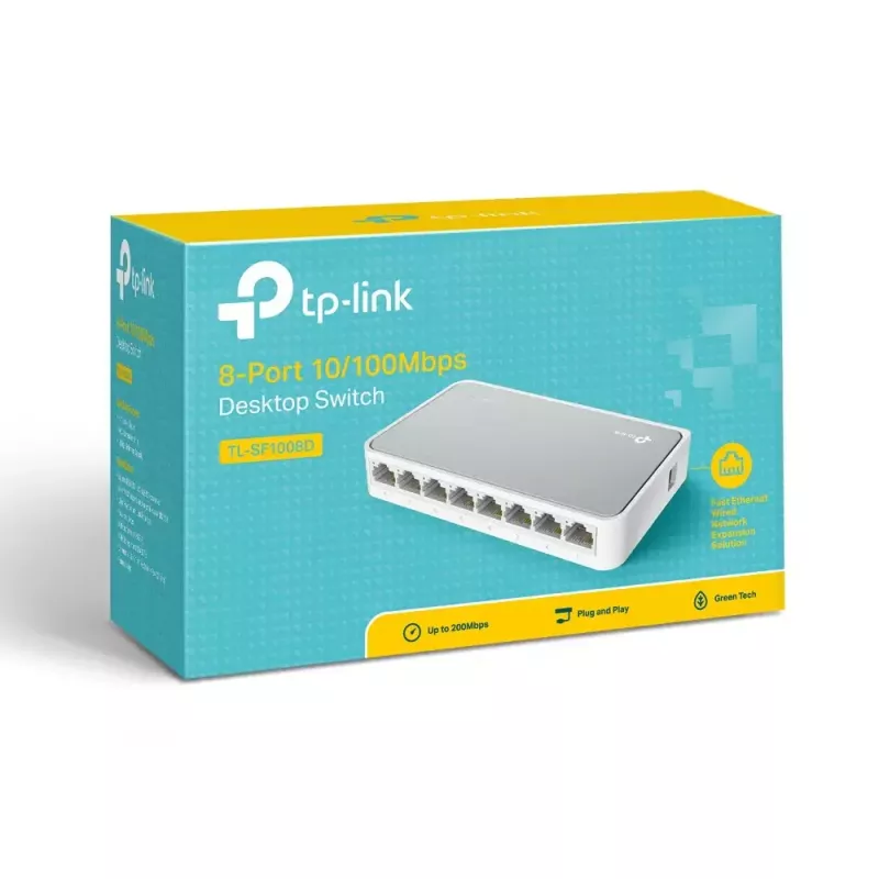 TP-Link TL-SF1008D Nereguliuojamas Fast Ethernet (10/100) jungiklis, baltas