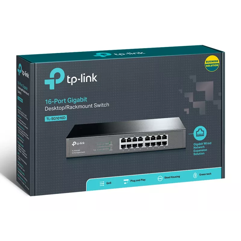 Nevaldomas jungiklis TP-Link TL-SG1016D 16 prievadų Gigabit Ethernet