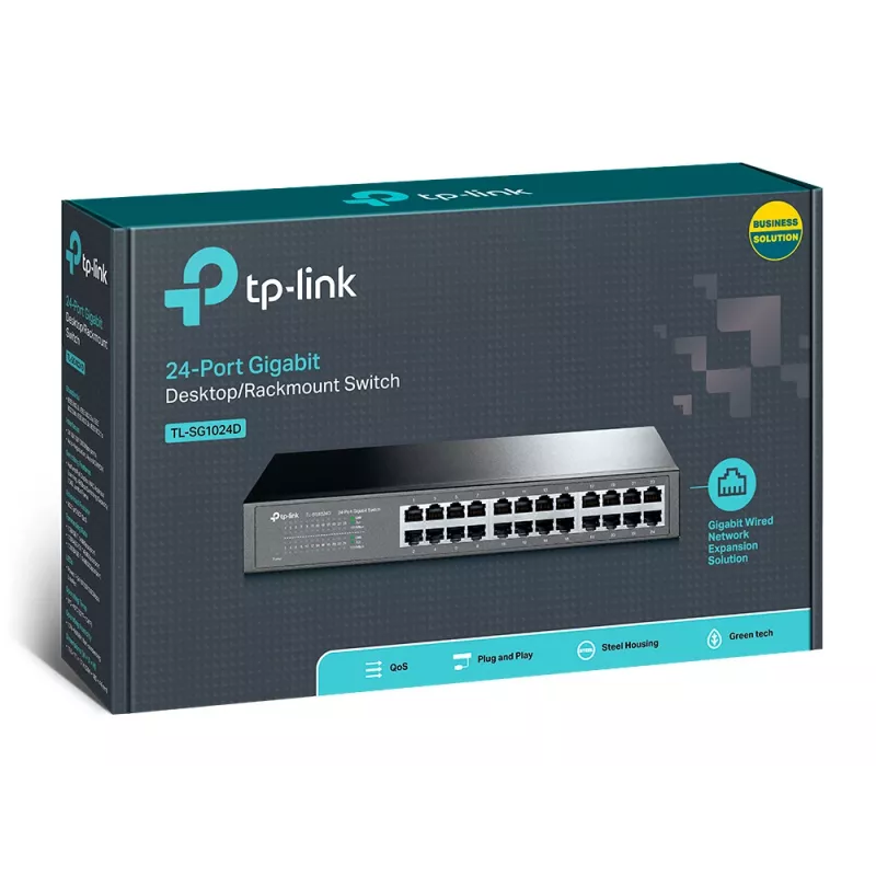 TP-Link TL-SG1024D 24 prievadų gigabitinis tinklo jungiklis, nevaldomas, stalinis/statybinis