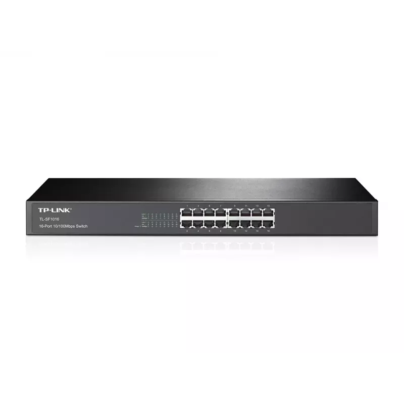 TP-Link TL-SF1016 16 prievadų 10/100 Mbps tinklo jungiklis, nevaldomas, montuojamas į stelažą, 1U