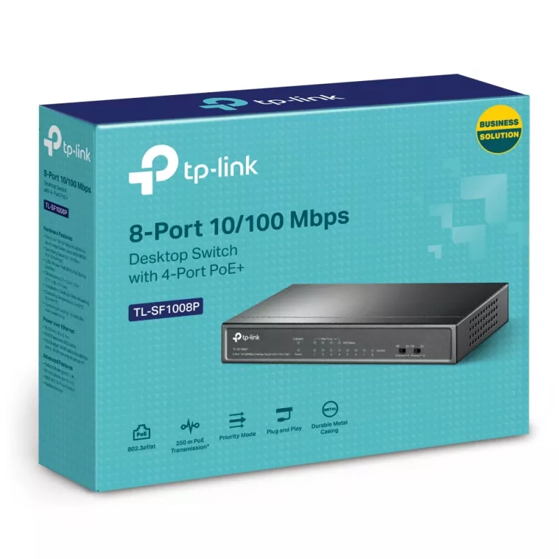 Nevaldomas jungiklis TP-Link TL-SF1008P 8 prievadų 10/100Mbps su PoE