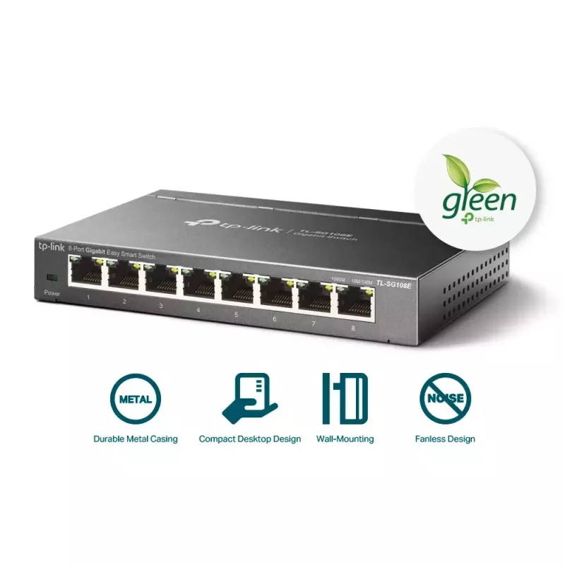 Valdomas jungiklis TP-Link TL-SG108E 8 prievadų Gigabit Easy Smart Switch