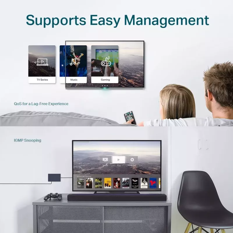Valdomas jungiklis TP-Link TL-SG108E 8 prievadų Gigabit Easy Smart Switch