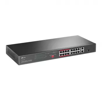 TP-Link TL-SL1218P – 16 prievadų 10/100 Mbps + 2 prievadų Gigabit PoE+ jungiklis su 150 W biudžetu