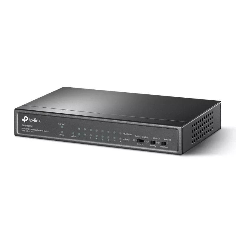 TP-Link TL-SF1009P 9 prievadų 10/100 Mbps stalinis tinklo jungiklis su 8 PoE+ prievadais