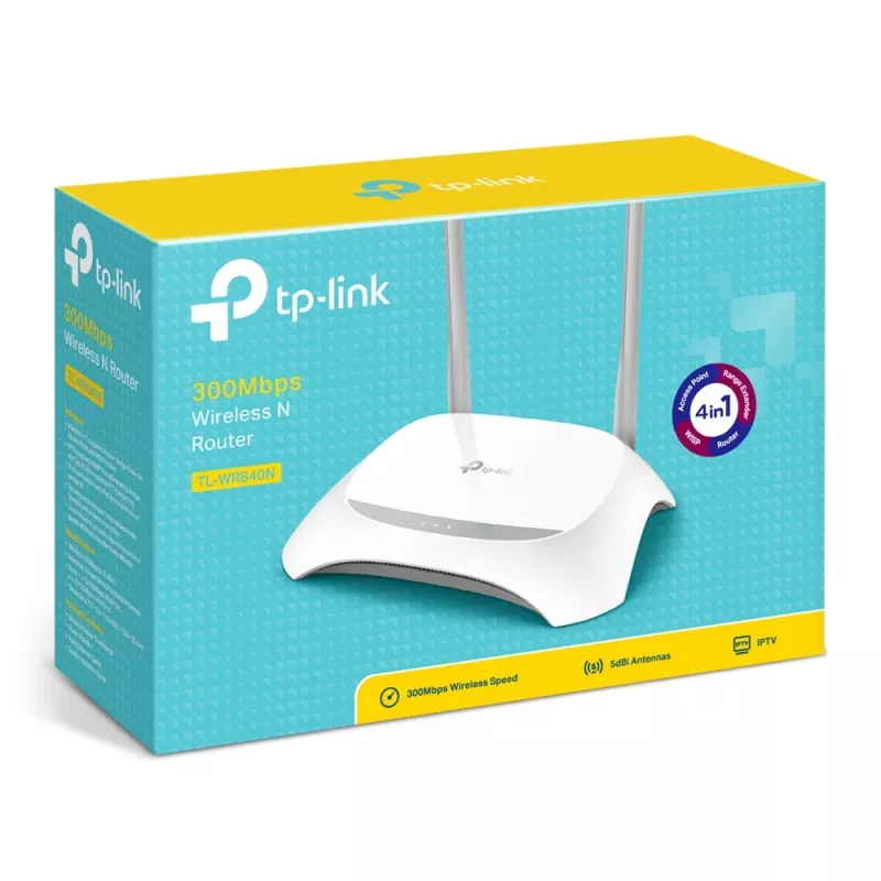 TP-Link TL-WR840N belaidis maršrutizatorius Fast Ethernet vienos juostos (2,4 GHz) Pilka, Balta