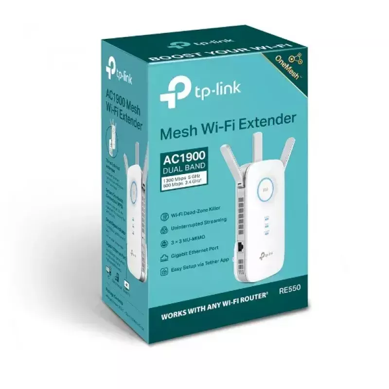 TP-Link RE550 belaidžio tinklo stiprintuvas, siųstuvas-imtuvas, baltas, 10/100/1000 Mbit/s