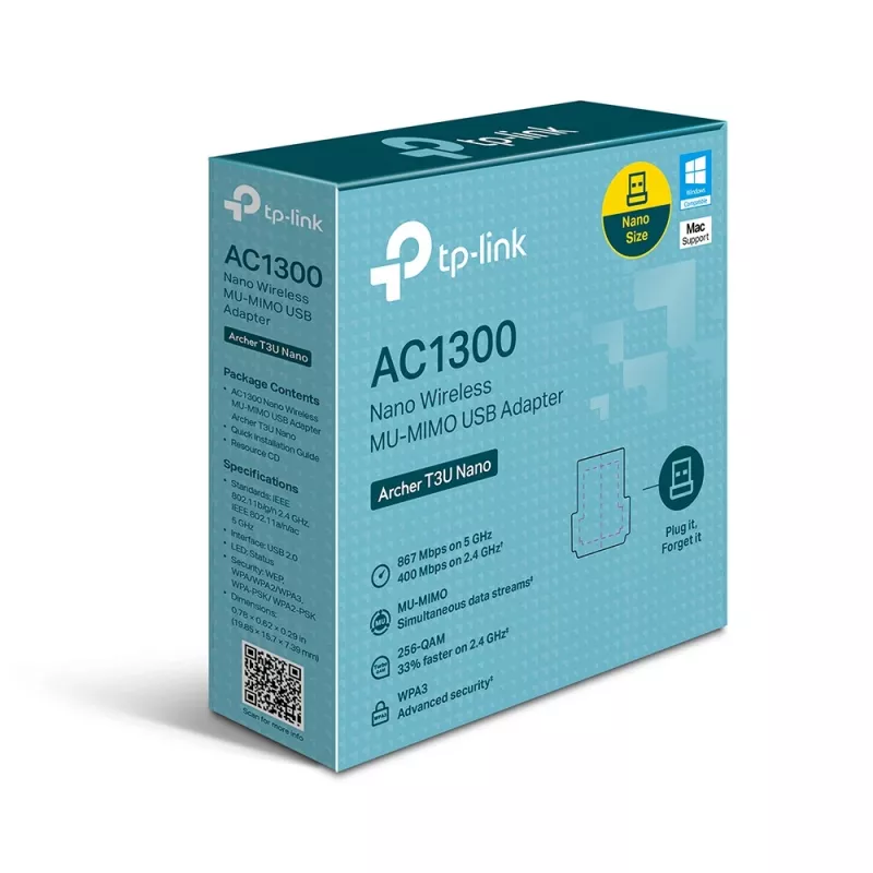 TP-Link Archer T3U Nano AC1300 belaidis USB adapteris su MU-MIMO