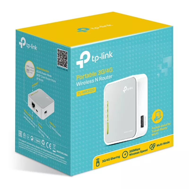 TP-Link TL-MR3020 belaidis maršrutizatorius Fast Ethernet vienos juostos (2,4 GHz) 4G sidabrinis, baltas