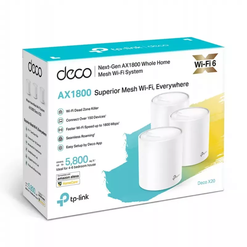 TP-Link Deco X20 AX1800 „Wi-Fi 6“ viso namo tinklo sistema, 3 vnt. rinkinys