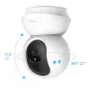 TP-Link Tapo Pan/Tilt namų apsaugos WiFi kamera, IP apsaugos kamera, vidaus, belaidė, 2400 MHz, FCC, IC, CE, NCC, Ceiling