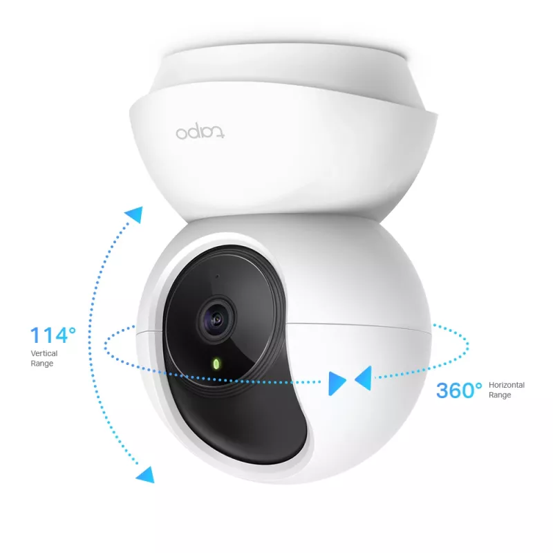 TP-Link Tapo Pan/Tilt namų apsaugos WiFi kamera, IP apsaugos kamera, vidaus, belaidė, 2400 MHz, FCC, IC, CE, NCC, Ceiling