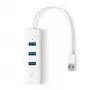TP-Link UE330 USB 3.0 3 prievadų ir Gigabit Ethernet šakotuvas baltas