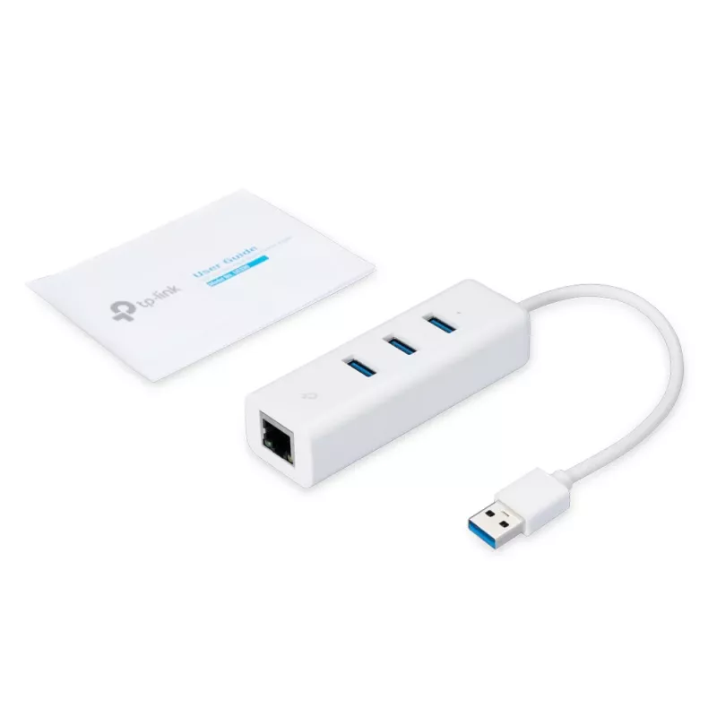 TP-Link UE330 USB 3.0 3 prievadų ir Gigabit Ethernet šakotuvas baltas