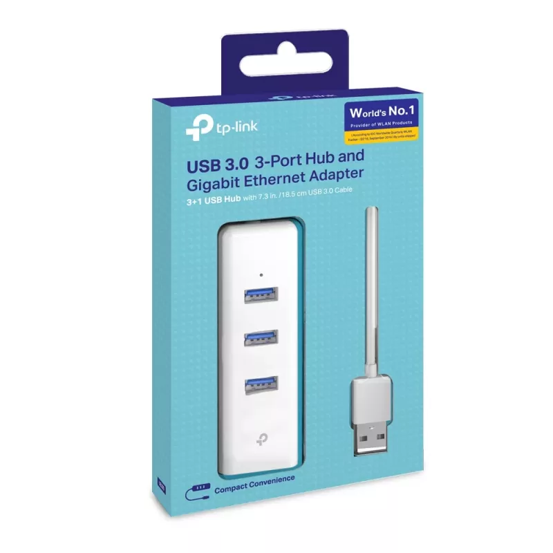 TP-Link UE330 USB 3.0 3 prievadų ir Gigabit Ethernet šakotuvas baltas