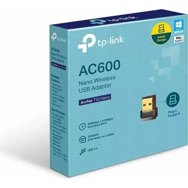TP-Link Archer T2U Nano belaidis USB adapteris AC600 2.4/5 GHz