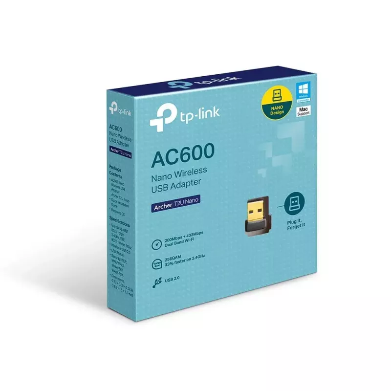 TP-Link Archer T2U Nano belaidis USB adapteris AC600 2.4/5 GHz