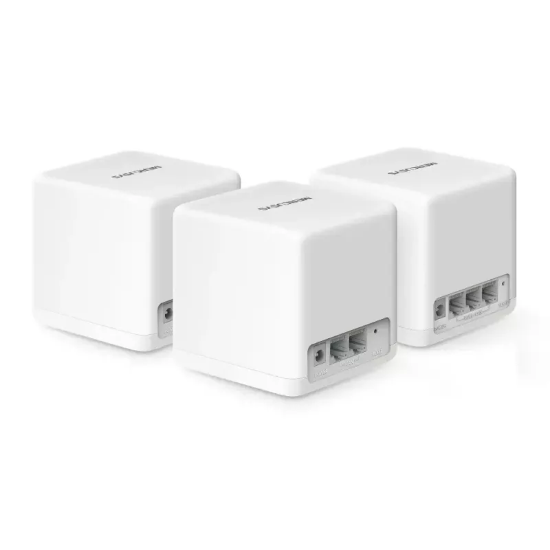 MESH sistema MERCUSYS Halo H60X (3 vnt.) – Dviejų juostų „Wi‑Fi 6“, iki 1500 Mbps, aprėptis 550 m², 2× LAN prievadai