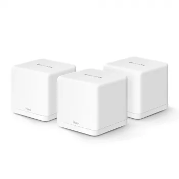 MESH sistema MERCUSYS Halo H60X (3 vnt.) – Dviejų juostų „Wi‑Fi 6“, iki 1500 Mbps, aprėptis 550 m², 2× LAN prievadai