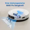 Robotinis dulkių siurblys Ecovacs DEEBOT N20 — LDS navigacija, 8000 Pa, 5200 mAh, 300 min veikimo laikas, OZMO šluostymas, 0,4 L dulkėms, baltas