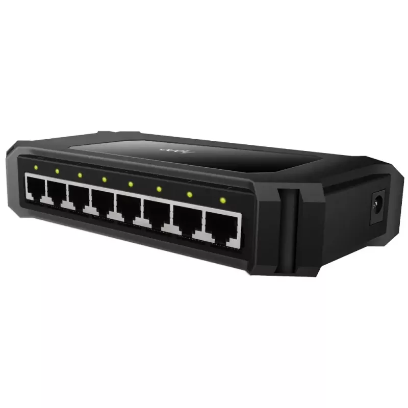 Tinklo jungiklis Cudy GS108D 8 prievadų Gigabit Ethernet (10/100/1000), 16 Gbit/s perjungimas, DC 5V, stalinis, juodas