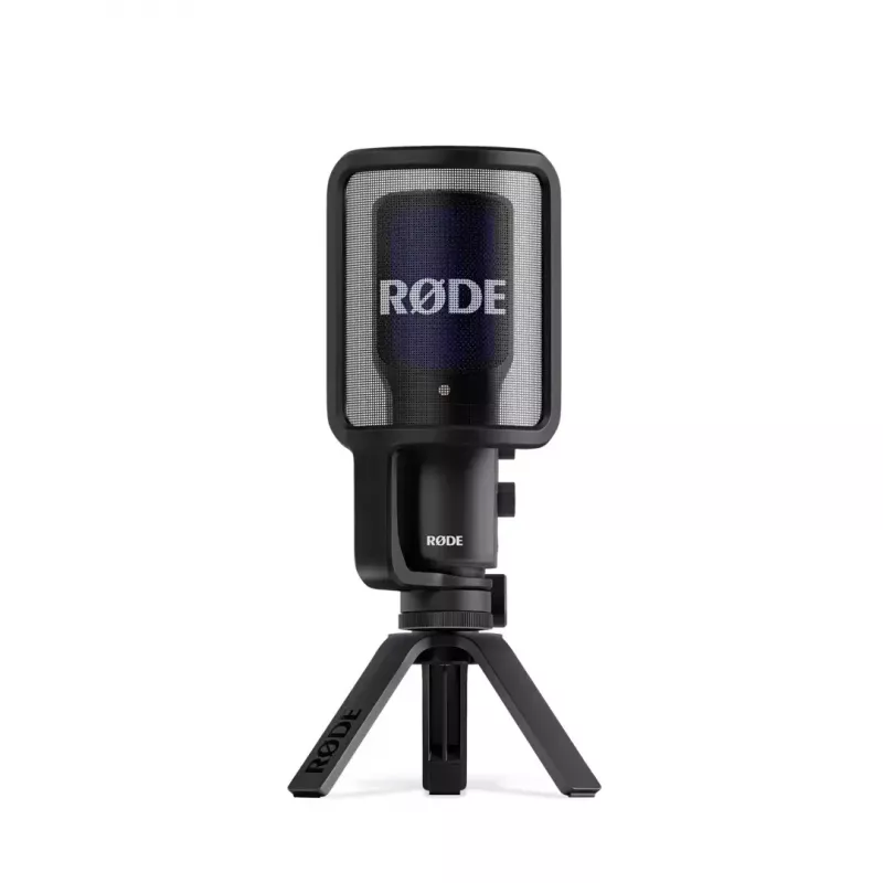 Kondensatorinis USB PC mikrofonas RØDE NT-USB+ — kardioidinis, 24 bitai/48 kHz, 20–20000 Hz, 3,5 mm ausinių išvestis, USB-C, juodas