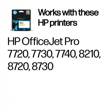 HP 953 geltona originali rašalo kasetė, geltona, 1 vnt., 630 puslapių