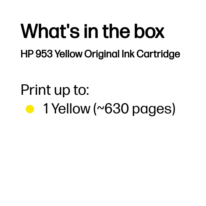 HP 953 geltona originali rašalo kasetė, geltona, 1 vnt., 630 puslapių