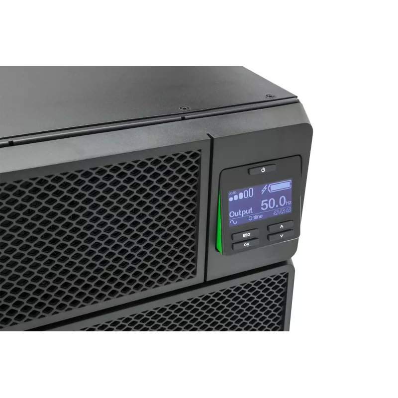 APC Smart-UPS On-Line SRT5KRMXLI - 5000 VA, 6x C13, 4x C19 išėjimai, montuojamas į stelažą, integruota tinklo valdymo kortelė