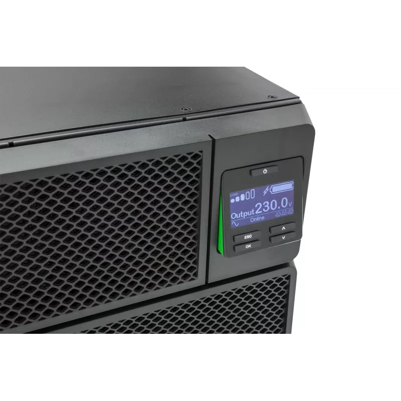 APC Smart-UPS On-Line SRT6KRMXLI - 6kW/VA, 6x C13 + 4x C19 + kietasis vienfazis išėjimas, montuojamas į stelažą, integruota tinklo valdymo kortelė