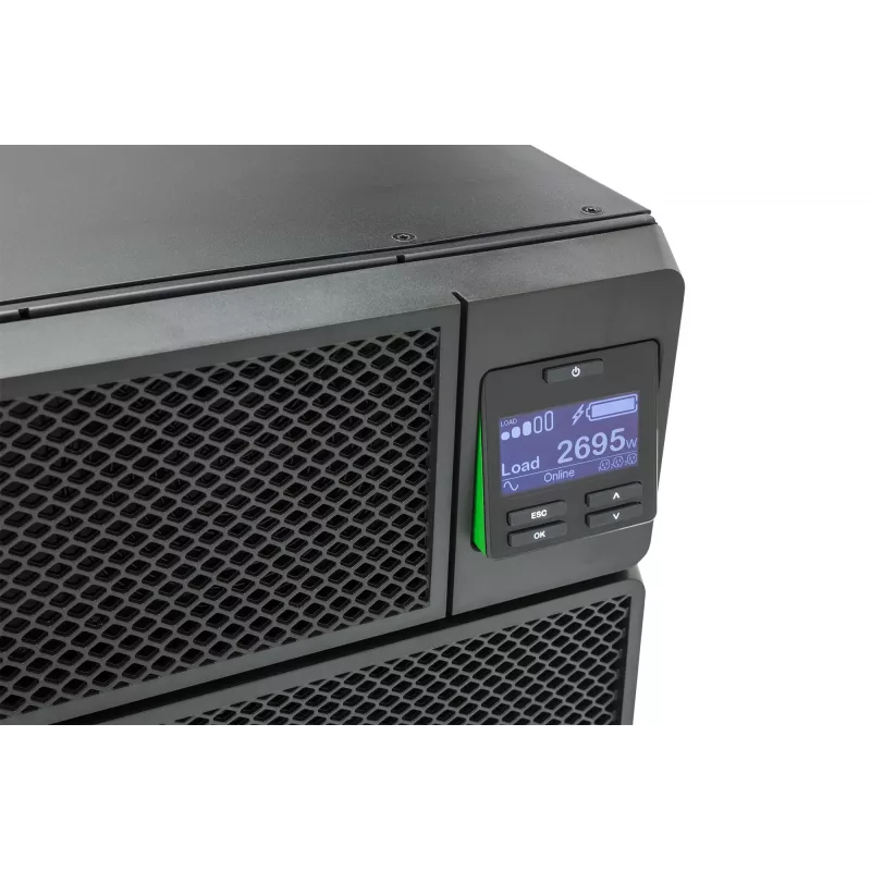 APC Smart-UPS On-Line SRT6KRMXLI - 6kW/VA, 6x C13 + 4x C19 + kietasis vienfazis išėjimas, montuojamas į stelažą, integruota tinklo valdymo kortelė