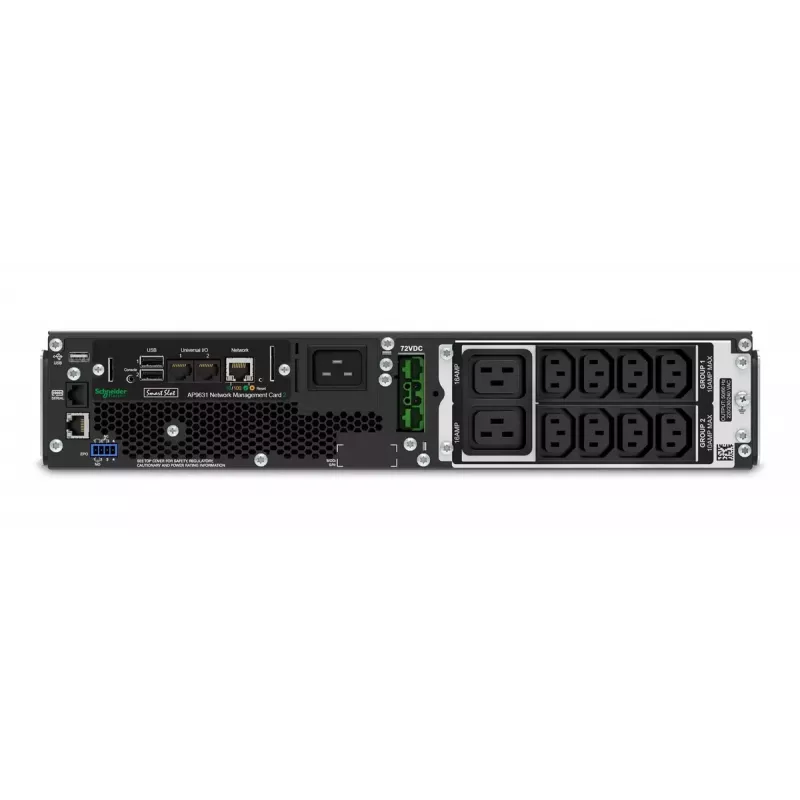 APC Smart-UPS On-Line SRT2200RMXLI-NC - 2200 VA, 8x C13 ir 2x C19, montuojamas į stelažą, su tinklo valdymo kortele